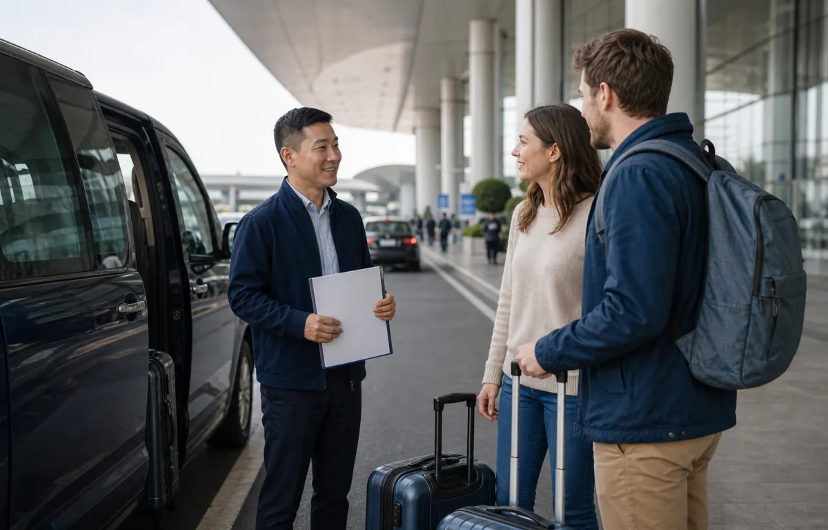Jiangmi Travel local coordinator assisting travelers on arrival in China